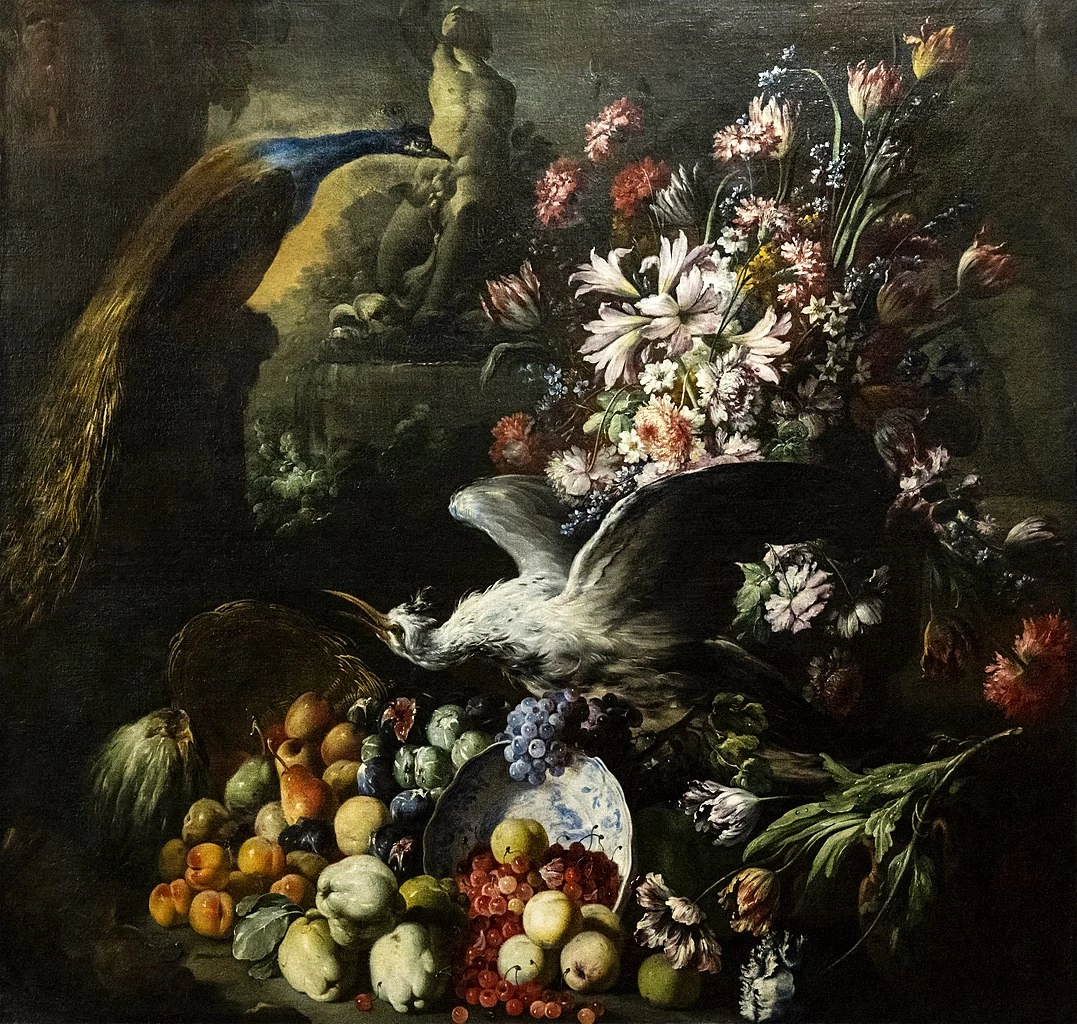Natura morta con fiori, frutta e uccelli - Musée d'art et d'histoire de Narbonne